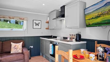 Oven, toaster, dining tables