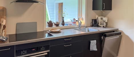 Frigorífico, horno, placa de cocina y lavavajillas