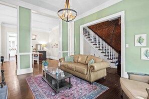 TV, fireplace, offices - Elegant Manor w/ Private Yard & Modern Amenities! (Louisville)