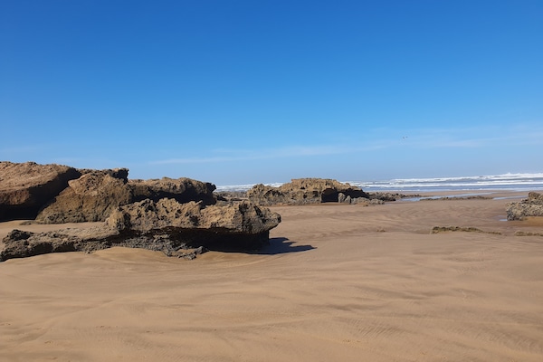 Plage à proximité, chaises longues, parasols