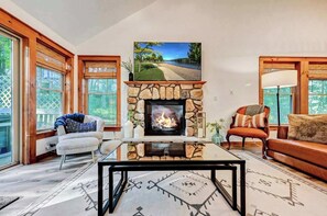 Smart TV, fireplace, foosball, offices