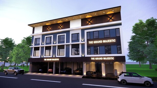A multi-story building with "The Grand Majestic" signage on the facade. - THE MAJESTIC GRAND (Chandigarh)