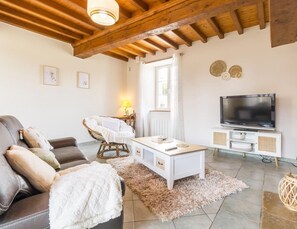 TV, fireplace