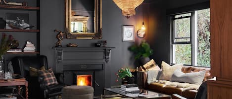 TV, fireplace