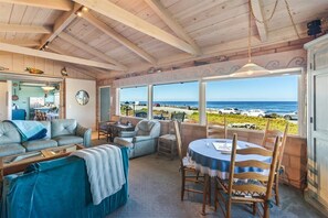 TV, fireplace - 3976 Beach House on Asilomar~ Oceanfront View Home (Pacific Grove)