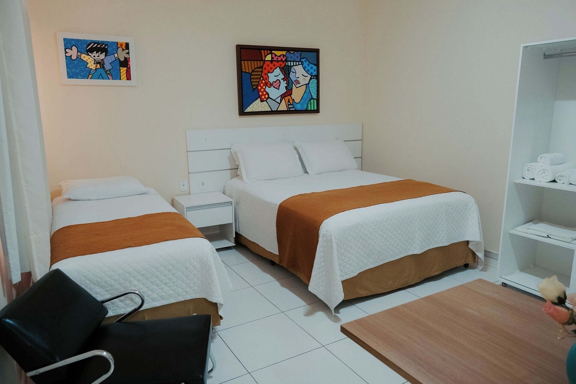Comfort Triple Room, City View | Premium bedding, desk, blackout curtains, iron/ironing board
