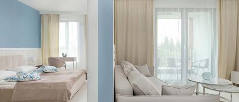 1 bedroom, desk, iron/ironing board, travel crib