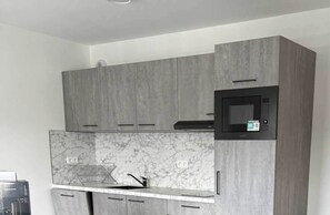 Apartment | Private kitchen | Fridge, microwave, oven, stovetop