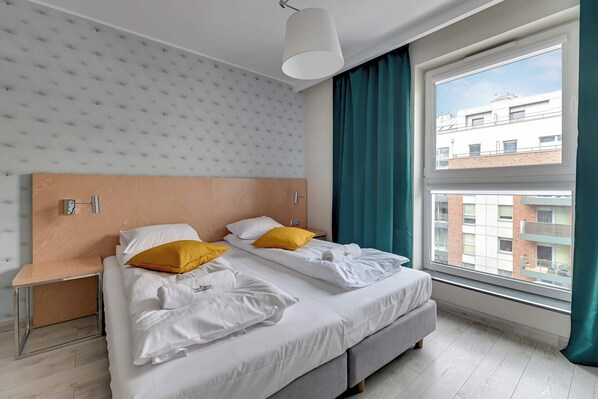 1 bedroom, desk, iron/ironing board, travel cot