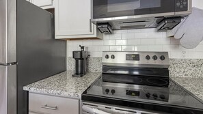 Fridge, dining tables