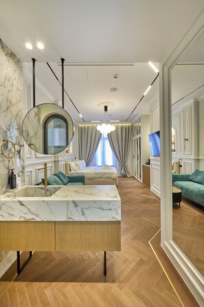 Superior Suite, City View | In-room safe, desk, blackout drapes, iron/ironing board - Ermou 99 Intelligent Private Suites (Athens)