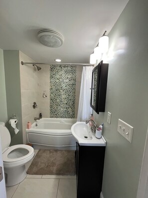 Hair dryer, soap, toilet paper