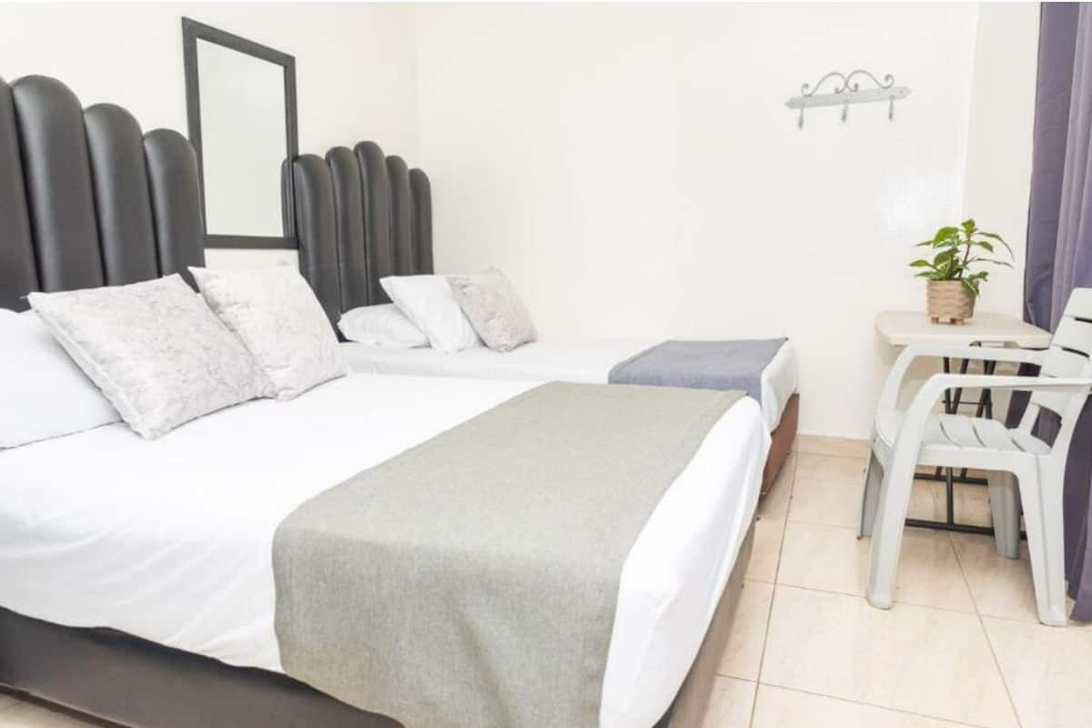Desk, blackout curtains, iron/ironing board, free WiFi