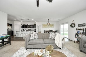 Smart TV, table football, ping pong, books