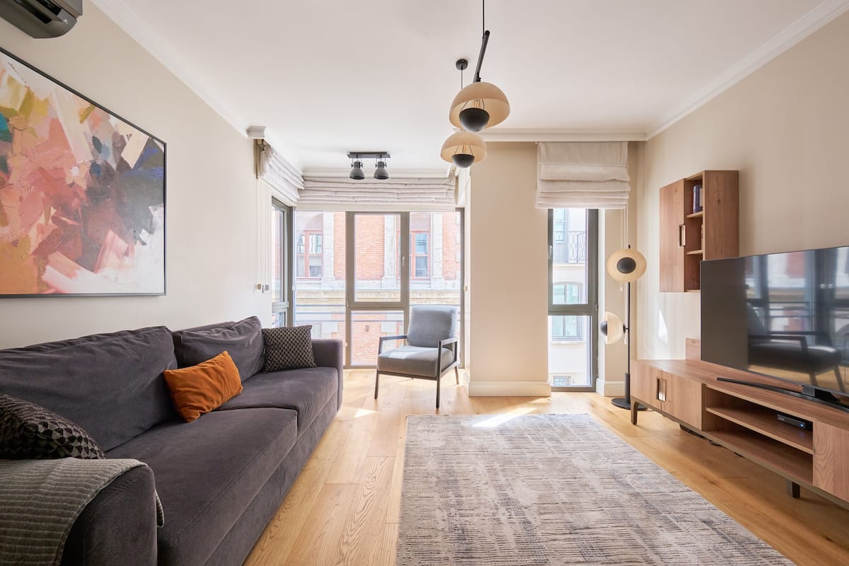 Superior Apartment, 2 Bedrooms | Living area | 50-inch flat-screen TV with satellite channels, TV, Netflix