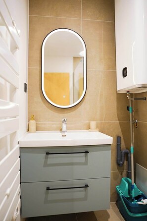 Shower, hair dryer, toilet paper - Standing & confort – T3 raffiné en hypercentre (Lorient)