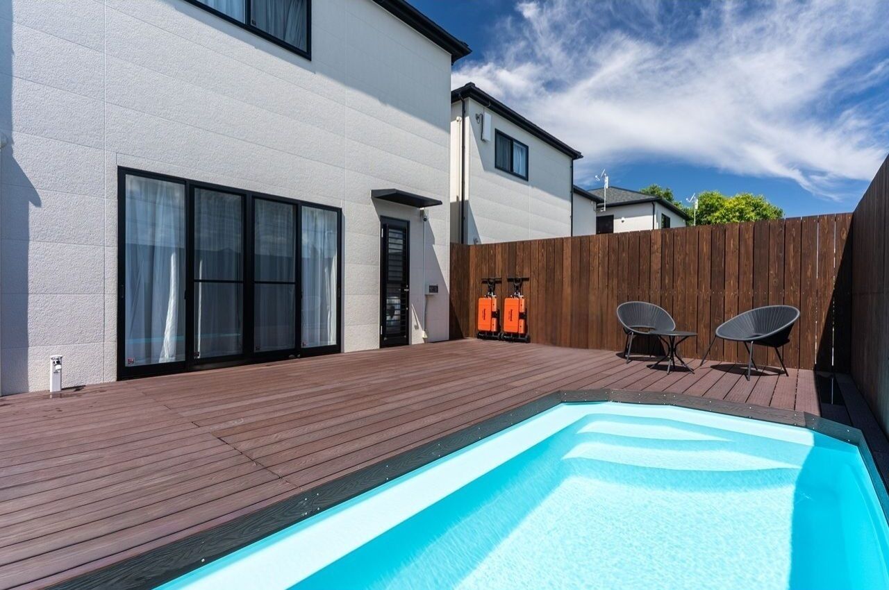 [16 guests] 3LDK (130m²) / 5 beds + 3 folding beds / Pool & sauna / BBQ / Onna 14D/ no smoking | Private pool