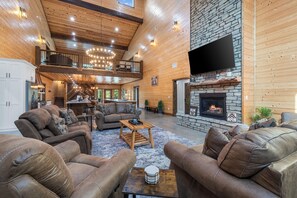 Smart TV, fireplace, table tennis, books