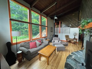 Smart TV, fireplace, video games, table football