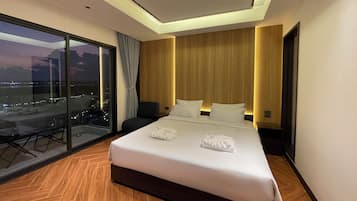 Deluxe Double Room, 1 King Bed, Balcony, Pool View | In-room safe, desk, blackout curtains, soundproofing