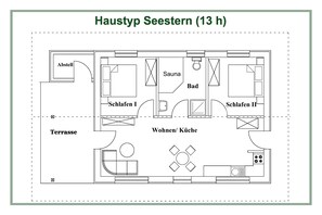 Floor plan - Vacation home "Huus Blaumees" in Kating for up to 4 people (Kating)