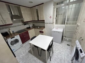 Fridge, microwave, stovetop, toaster