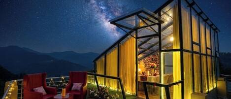 Panoramic Double Room, 1 King Bed, Balcony, Mountain View | Terrace/patio