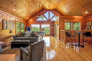 Smart TV, fireplace, video games, DVD player