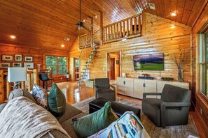 Smart TV, fireplace, video games, DVD player