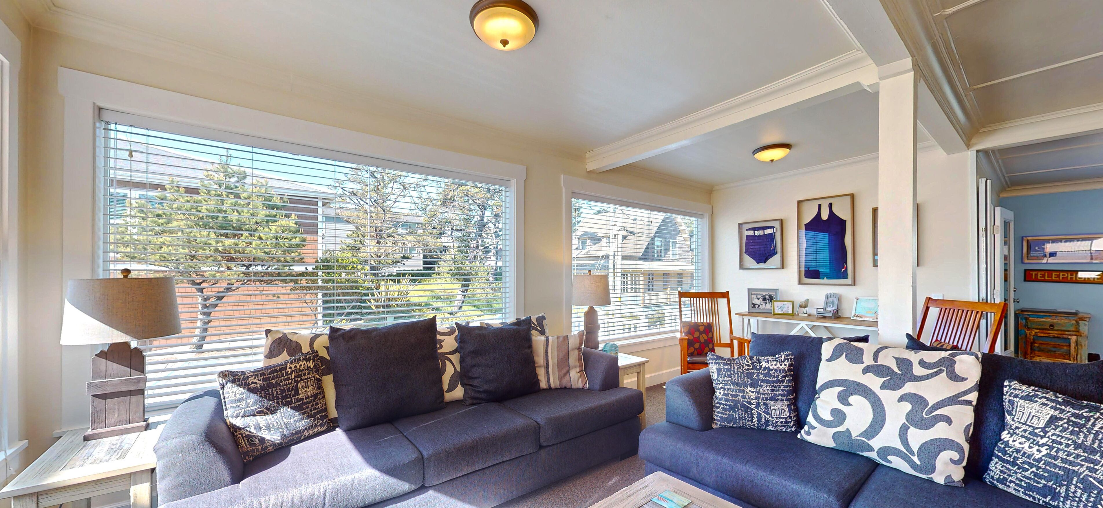 TV, fireplace, DVD player, video library