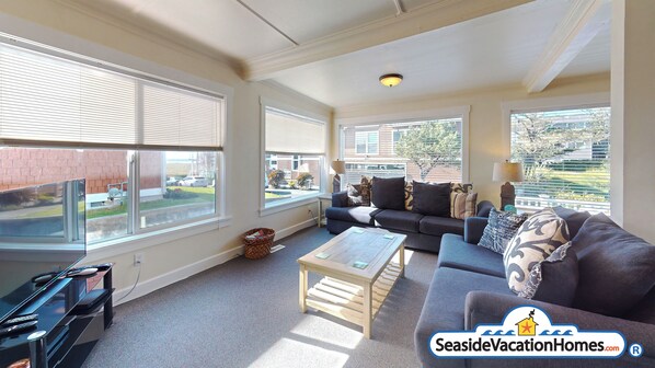 TV, fireplace, DVD player, video library