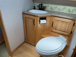 Shower, towels, soap, shampoo - Relax in Style – Luxury Airstream Glamping Getaway Waterfront on Sportsmans Pond (Fitzwilliam)