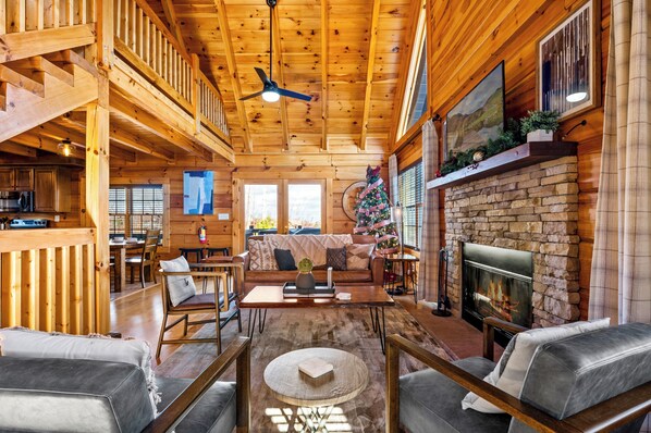 Smart TV, fireplace, video games