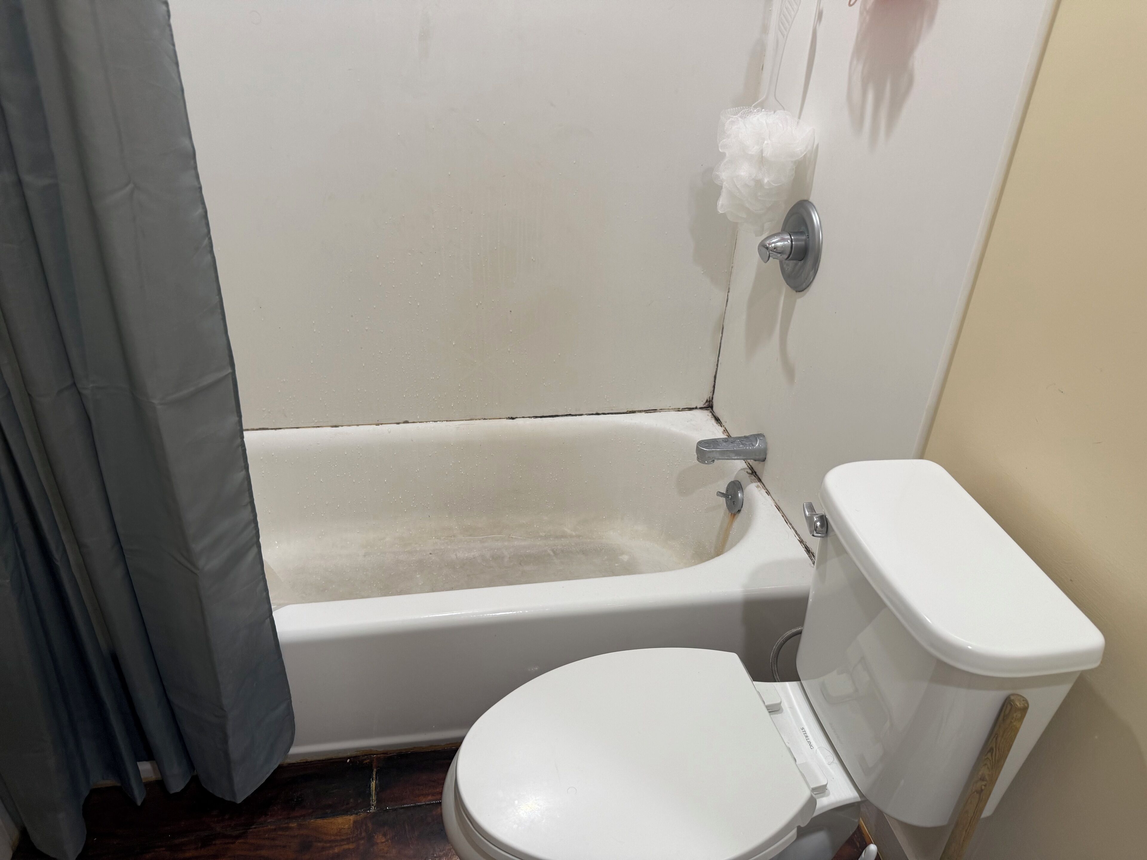 Secadora de cabello, toallas, papel de baño 