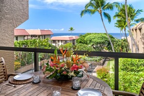 Condo, 1 King Bed with Sofa bed, Lanai, Ocean View (Kona Pacific E630) | Outdoor dining