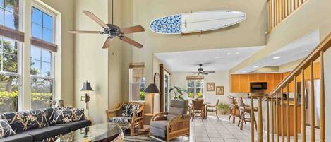 Townhome, Multiple Beds, Lanai, Golf View (Waikoloa Colony Villas 801) | Living area | 42-inch flat-screen TV with digital channels