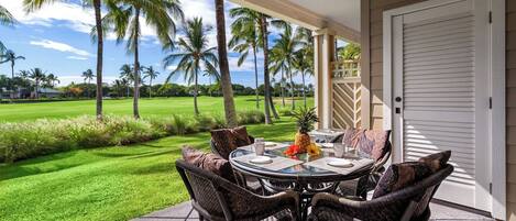 Condo, Multiple Beds, Lanai, Golf View (Fairway Villas Waikoloa K3) | Outdoor dining