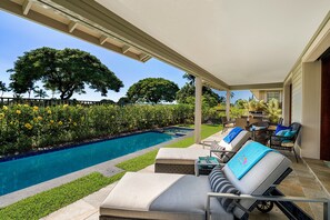 Outdoor pool, sun loungers