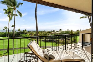 Condo, Multiple Beds, Lanai, Ocean View (Country Club Villas 338) | View from room - Ocean View - Newly Upgraded - Spacious Lanai -vrkcv (Kailua-Kona)