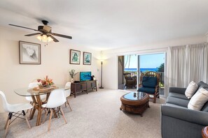 Condo, 1 King Bed with Sofa bed, Lanai, Ocean View (Sea Village 2102) | Living area