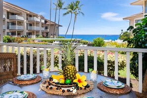 Condo, 1 King Bed with Sofa bed, Lanai, Ocean View (Sea Village 2102) | Outdoor dining