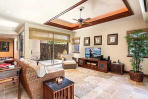 Townhome, Multiple Beds, Lanai, Garden View (Mauna Lani Villages 512) | Living area | 42-inch flat-screen TV with cable channels
