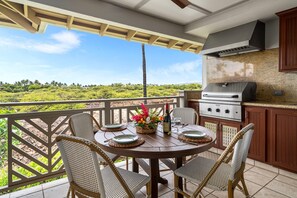 Condo, Multiple Beds, Balcony, Mountain View (Palm Villas at Mauna Lani H23) | Outdoor dining - 2bed Lift with Concierge Onsite, Golf Course Views - Vrkcv (Kamuela)
