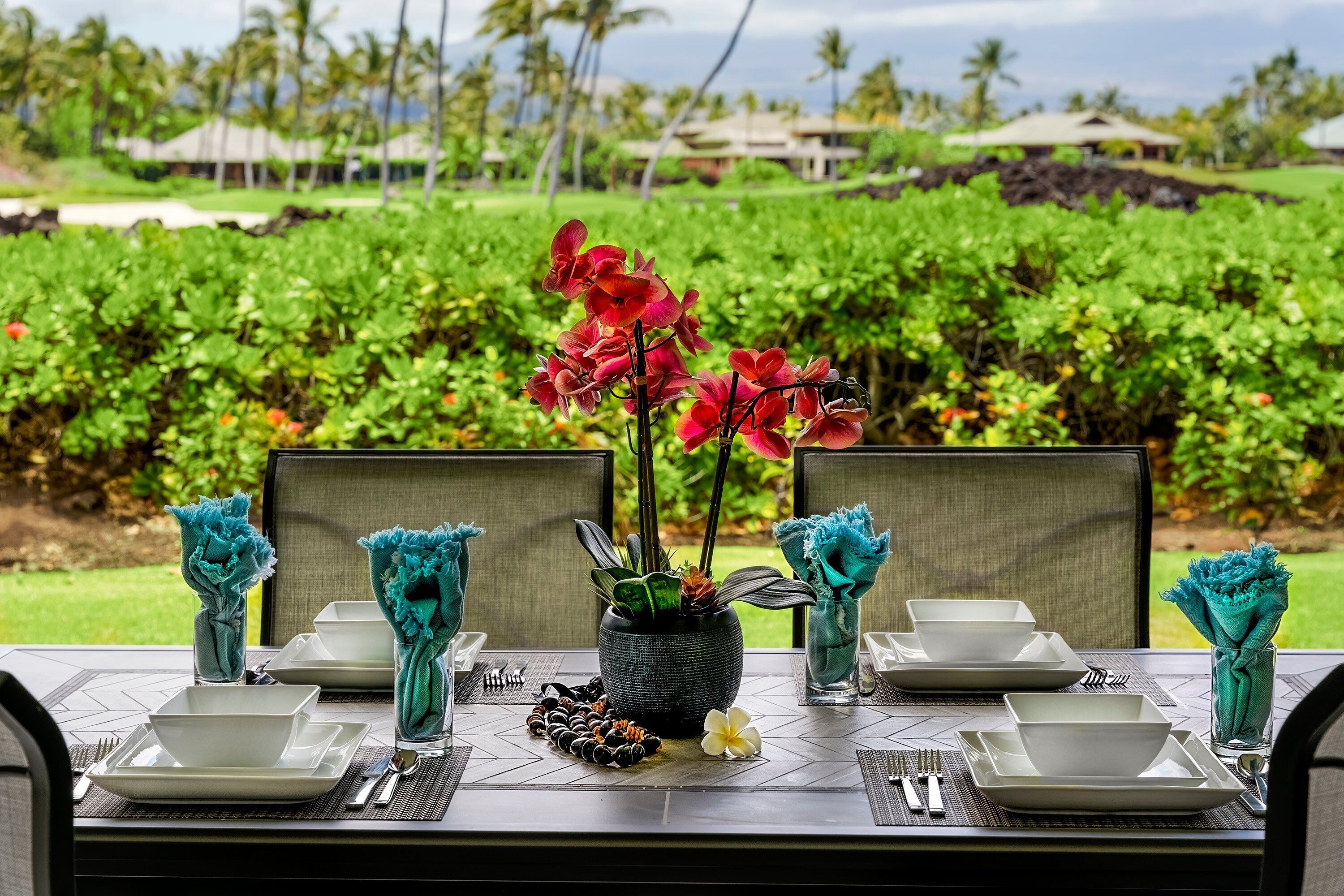 公寓客房, 1 張特大雙人床, 陽台, 山景 (Mauna Lani Point H107) | 室外用餐