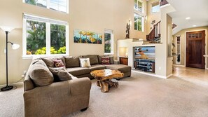 Townhome, Multiple Beds, Lanai, Mountain View (Waikoloa Beach Villas I4) | Living area | 42-inch flat-screen TV with digital channels - Spacious Ground Floor End Unit - Walk to Beach & Shopping - Vrkcv (Waikoloa)