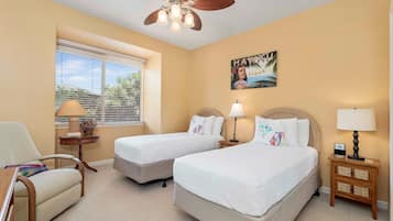 2 bedrooms, individually decorated, individually furnished, bed sheets
