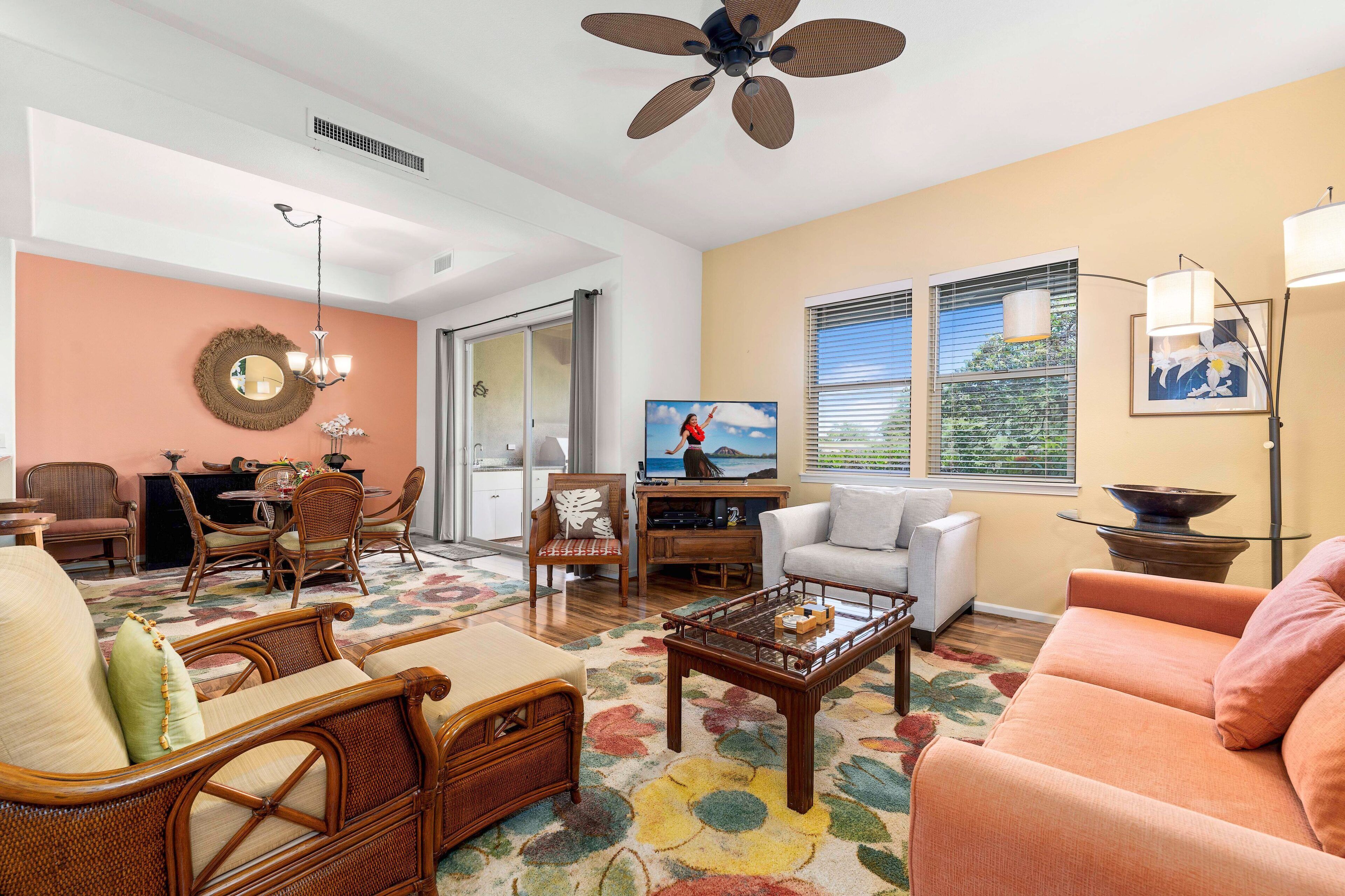 Townhome, Multiple Beds, Lanai, Golf View (Mauna Lani Fairways 1104) | Living area | 42-inch flat-screen TV with digital channels