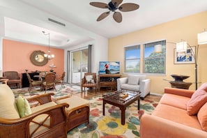 Townhome, Multiple Beds, Lanai, Golf View (Mauna Lani Fairways 1104) | Living area | 42-inch flat-screen TV with digital channels