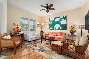 Townhome, Multiple Beds, Lanai, Golf View (Mauna Lani Fairways 1104) | Living area | 42-inch flat-screen TV with digital channels
