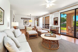 Condo, Multiple Beds, Lanai, Lagoon View (The Shores at Waikoloa 124) | Living area